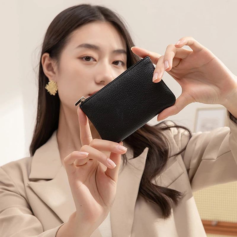Women PU Leather Coin Purse Canada Retro Litchi Pattern Zipper Pouch Mini Change Purse Unisex Solid Wallet Card Holder Storage Bag