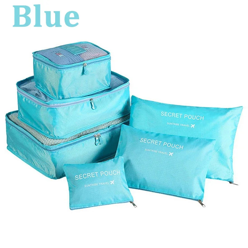 6PCS/Set Travel Storage Bags Canada Pink/Blue/Grey Large Capacity Waterproof Luggage Clothing Underwear Storage Bags with Zipper