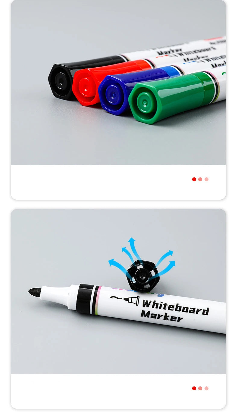 4 Colors Dry Erase Whiteboard Marker Pens Canada Low Odor Erasable Chalk Pens for Office School Stationery