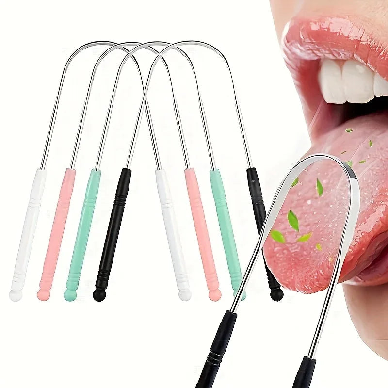 Stainless Steel U-Shaped Tongue Scraper USA Adult Portable Easy-to-Clean Oral Hygiene Tool for Removing Bacteria & Plaque