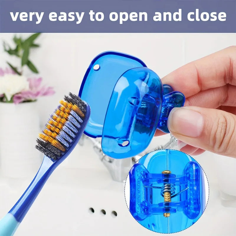 10pcs USA Travel Toothbrush Head Covers Toothbrush Protector Cap Brush Pod Case Protective Portable Plastic Clip for Household