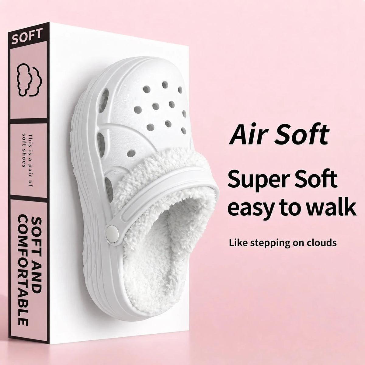 Adjustable Strap Fleece-Lined Clogs USA Winter Non-Slip EVA Slippers Warm Fur-Lined Casual Indoor Outdoor Garden Shoes
