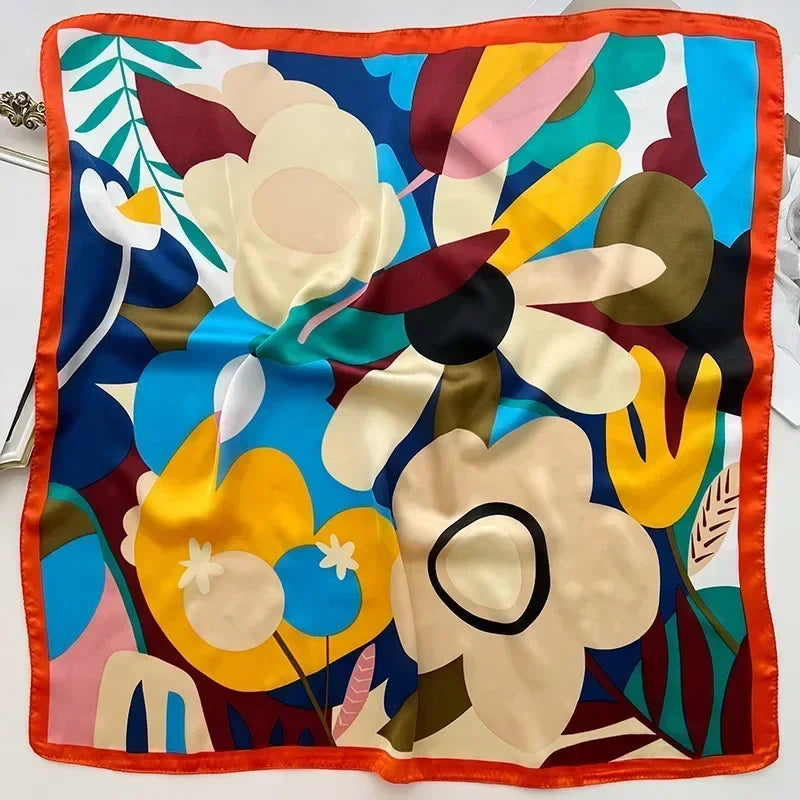 Luxury Design Print Silk Square Scarf Canada Women Soft Satin Horse Hairband Neckerchief Office Hijab Headband Foulard Bag Ribbon Gift