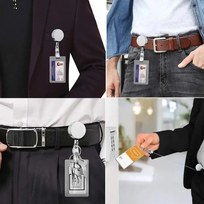 USA Wire Keychain Pull Recoil Sporty Key Ring Retractable Keyring Anti Lost ID Card Holder Telescopic Burglar Chain Organizer