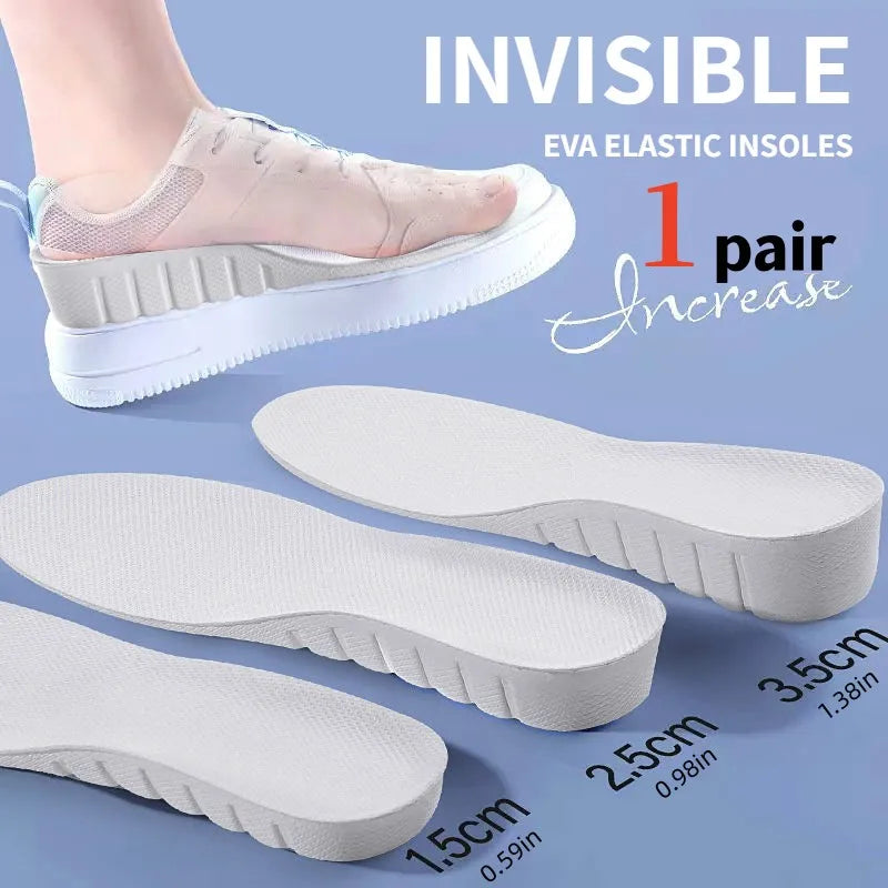 1 Pair White Invisible Height Increase Insoles USA EVA Soft Lightweight Shoe Sole Pads for Men & Women
