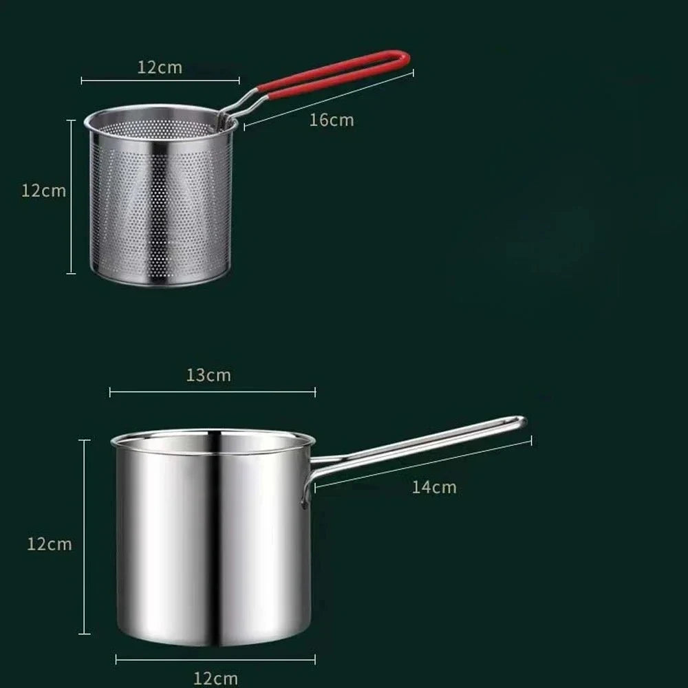 Stainless Steel Deep USA Fryer with Basket Cool Touch Handle Anti Slip Base for Home Commercial Tempura Chicken Frying