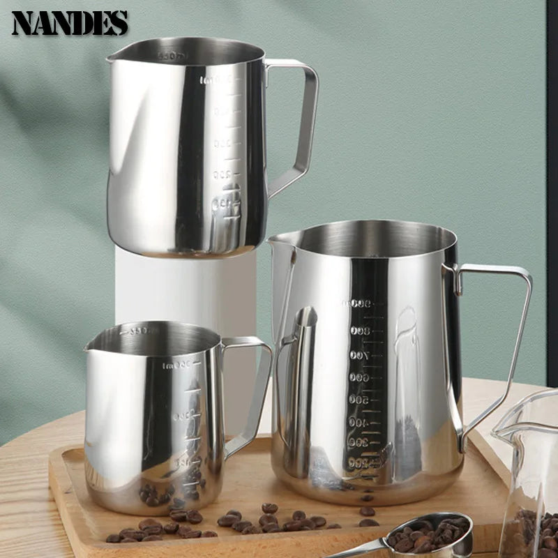 Stainless Steel Milk Frother Jug Canada Coffee Milk Frothing Pitcher Measurement Jug Espresso Barista Tool Coffee Accessories