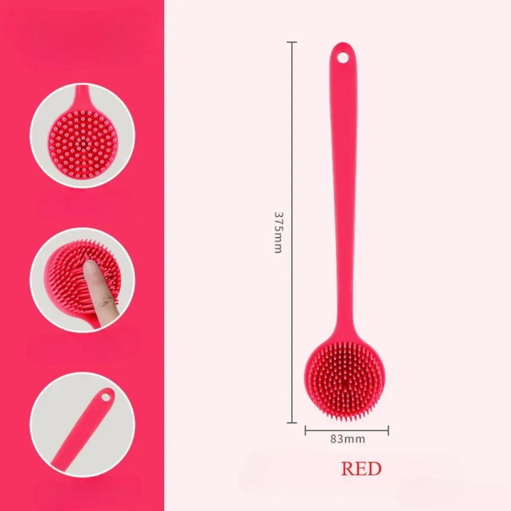 Soft Back Scrubber Brush USA Silicone Skin Massager Bath Shower Scrubbing Brush with Handle Body Wash Exfoliating Bath Supply
