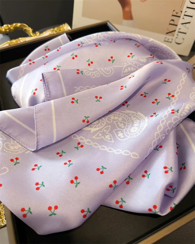 Print 70cm Silk Satin Headscarf Canada Women Luxury Design Neck Tie Scarf Hair Hand Wrist Foulard Shawl Bandana