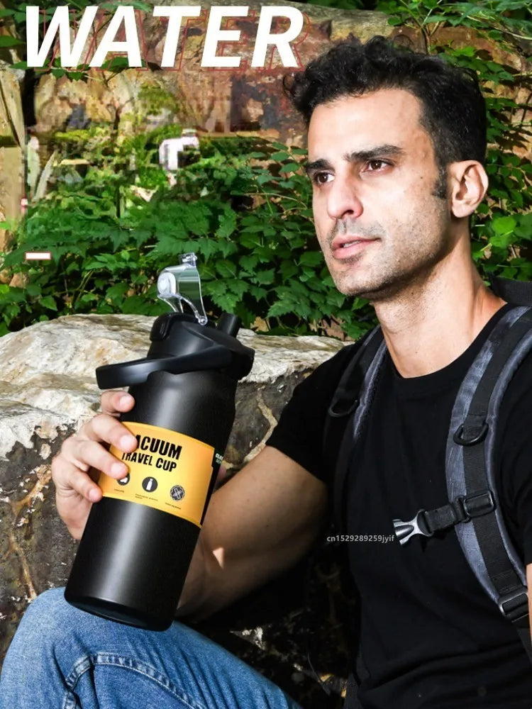 800ML 304 Stainless Steel Thermos USA Thermal Mug Cup with Straw, Sports Vacuum Flask for Hot & Cold Water, Insulated Travel Bottle