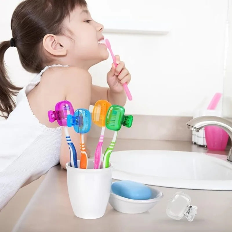 10pcs USA Travel Toothbrush Head Covers Toothbrush Protector Cap Brush Pod Case Protective Portable Plastic Clip for Household