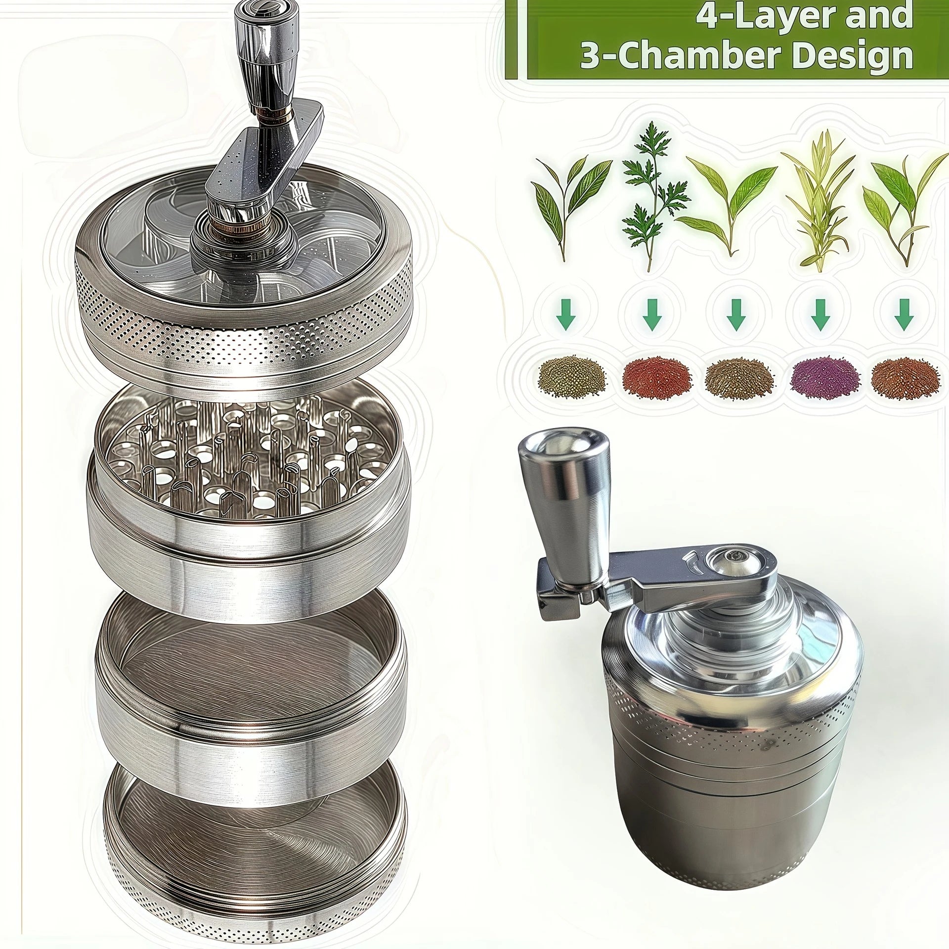 Nut and Hard Spice Grinder for Nutmeg USA Ginger Rock Salt and Peppercorn Hand Tools, Crushers 1.6-Inch/40mm Household Mini