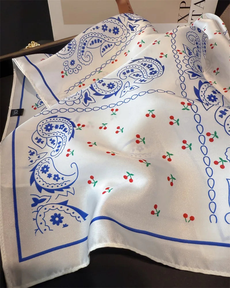 Print 70cm Silk Satin Headscarf Canada Women Luxury Design Neck Tie Scarf Hair Hand Wrist Foulard Shawl Bandana
