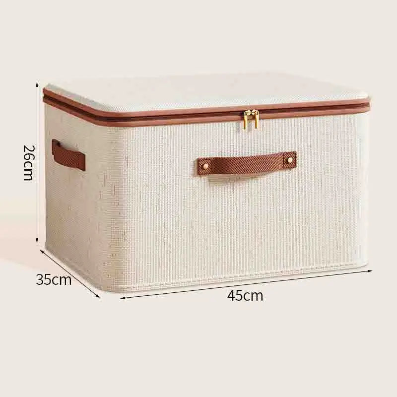 Non-Woven Linen-cotton Zipper Storage Boxes Fabric Clothing Storage Bags For Bedroom Closet Organization Include Good Helpers
