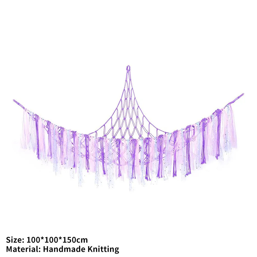 1Pc Toy Hammocks Wall Corner Hanging Storage Net Organizer Woven Kids Stuffed Mesh Hammock Baby Animal Rope Hammock Bag Cotton