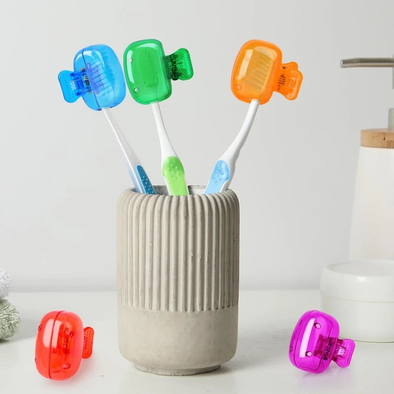 10pcs USA Travel Toothbrush Head Covers Toothbrush Protector Cap Brush Pod Case Protective Portable Plastic Clip for Household