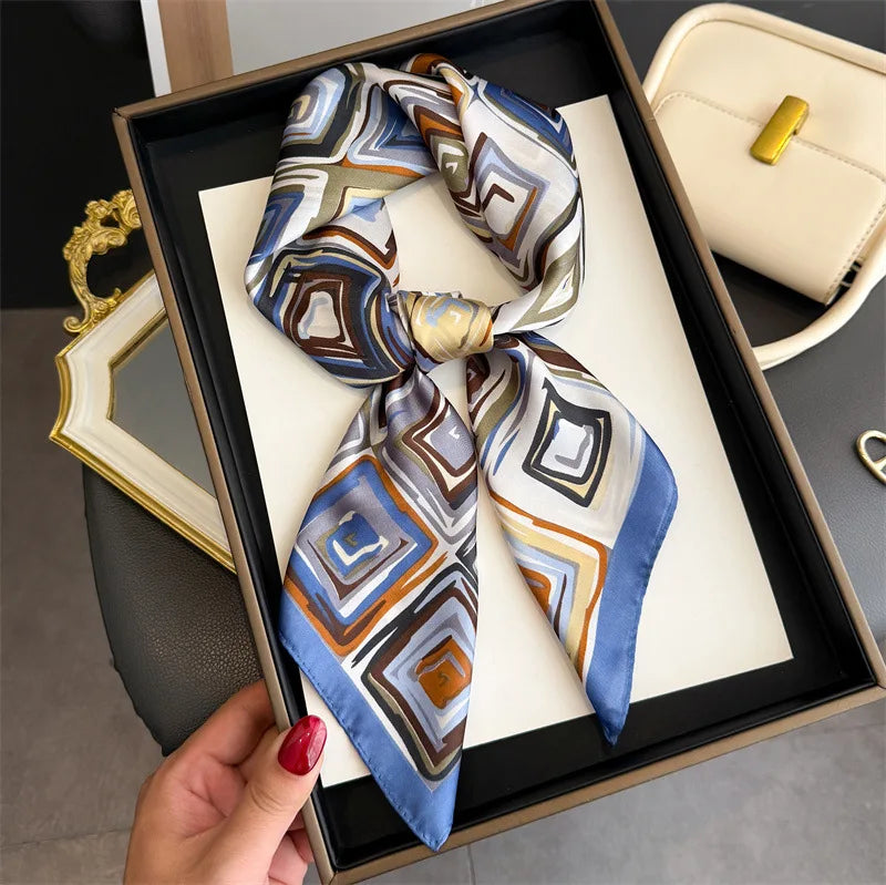 Print 70cm Silk Satin Headscarf Canada Women Luxury Design Neck Tie Scarf Hair Hand Wrist Foulard Shawl Bandana