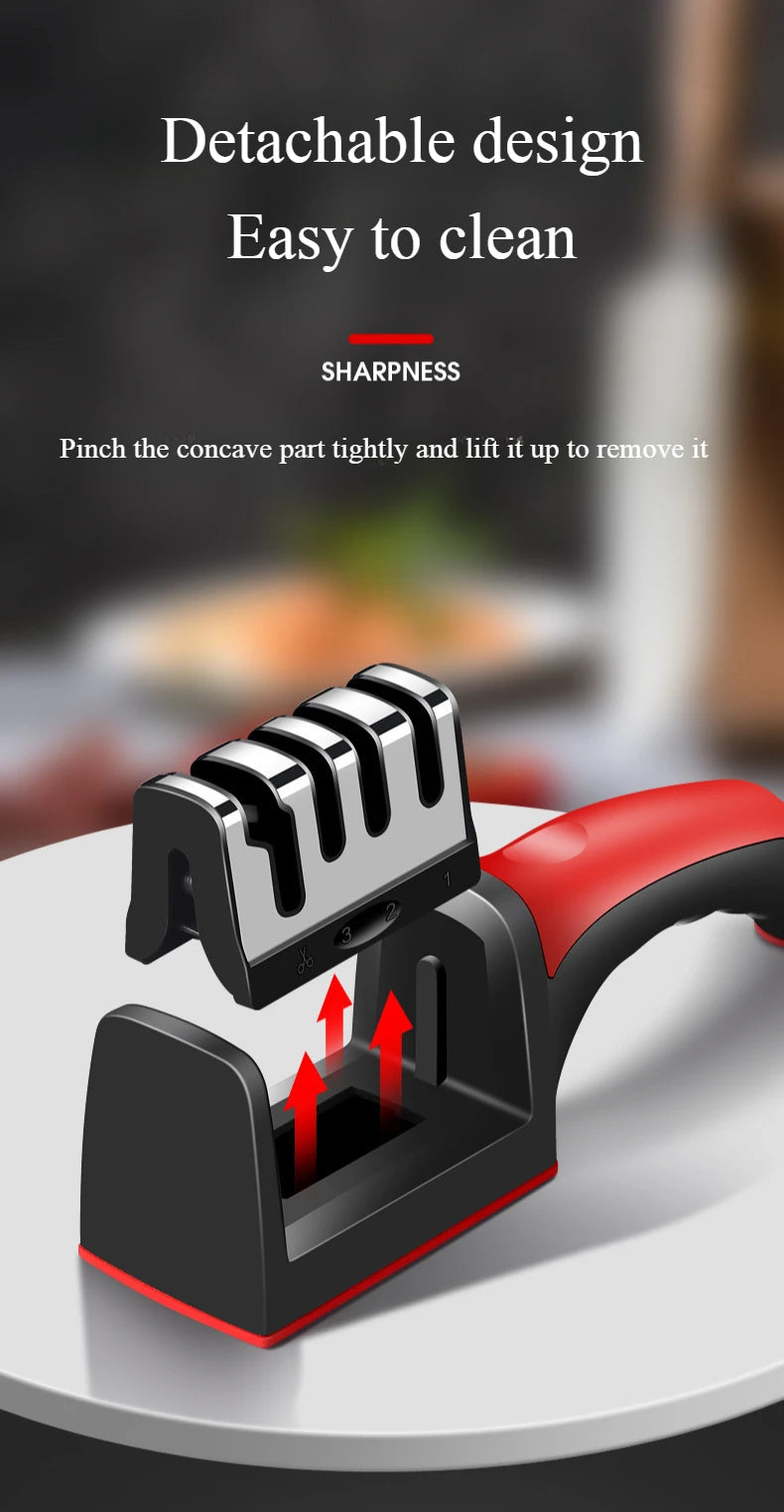 Knife Sharpener Kitchen Multifunctional Handheld Fast Sharpening Stone Three-stage Cutting Knife Kitchen Supplies