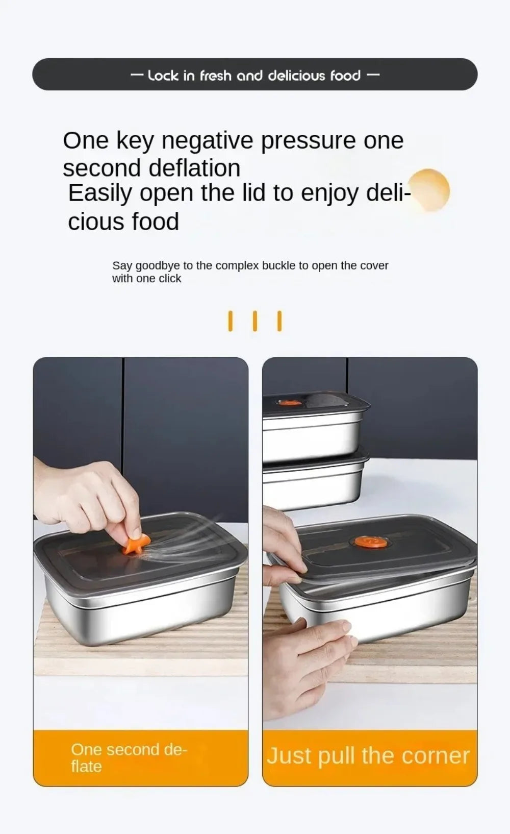 Stainless Steel Camping USA Lunch Box Sealed Microwave Suitable Bento Box Leak-proof Large Capacity Refrigerator Freezer Storage Box