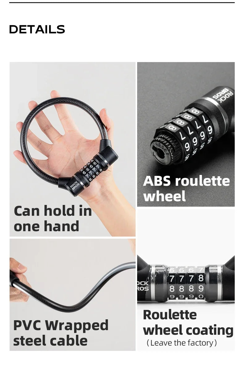 Canada Portable Bicycle Lock Ultra-Light Steel Cable Bike Lock 4-Digit Password PVC Waterproof  Steel Password Lock MTB Road