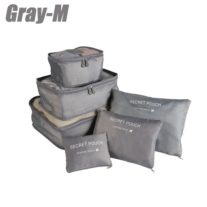 6PCS/Set Travel Storage Bags Canada Pink/Blue/Grey Large Capacity Waterproof Luggage Clothing Underwear Storage Bags with Zipper