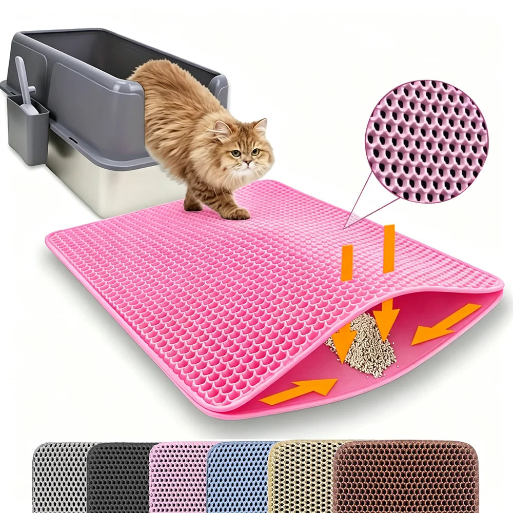 USA Cat Litter Mat Double Layer Pet Non Slip Big Pet Litter Box Filter MatWear Resistant Waterproof Anti-slip Cat Litter Mat