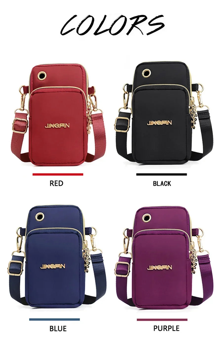 Women’s Mobile Phone Crossbody Bag USA Fashion Mini Coin Purse Neck Hanging Running Shoulder Bag 3-Layer Wallet for Moms