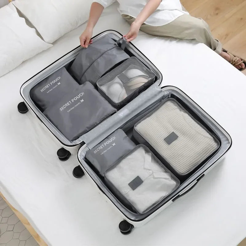 6PCS/Set Travel Storage Bags Canada Pink/Blue/Grey Large Capacity Waterproof Luggage Clothing Underwear Storage Bags with Zipper