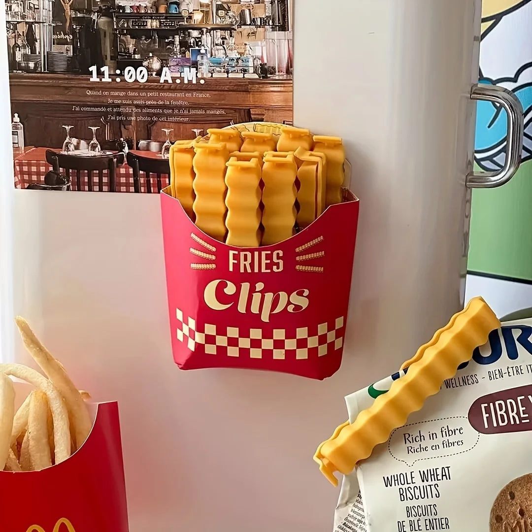 12PCS French Fry Shaped USA Sealing Clip - For Snack Sealing, Food Clips, Plastic Bag Seasoning Sealing Strips