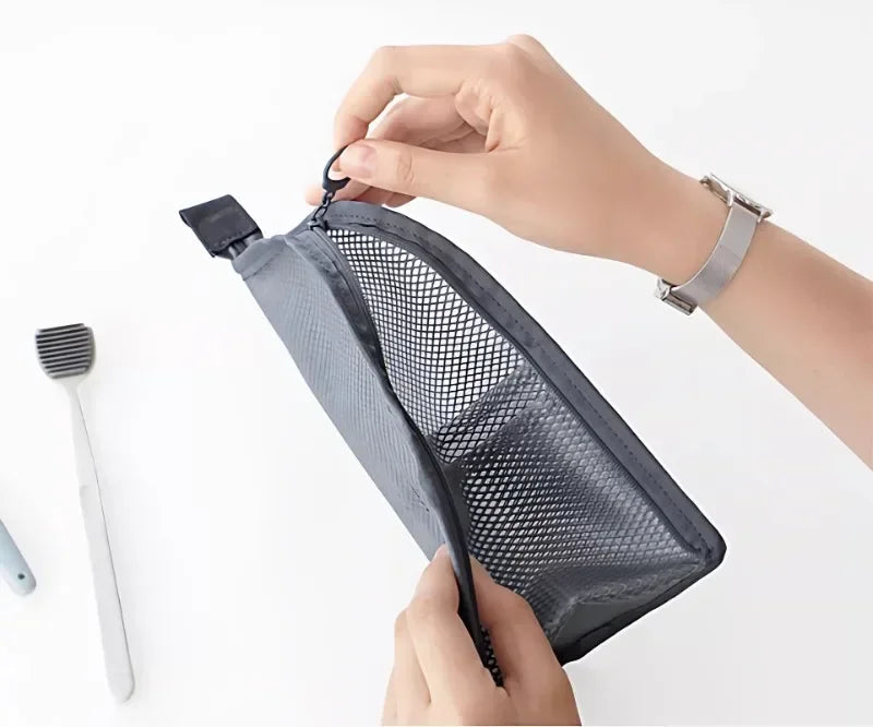 Standing Mesh Toiletry Bag USA Portable EVA Waterproof Travel Foldable Toothbrush Cosmetic Organizer Women Bathroom Storage Pouch