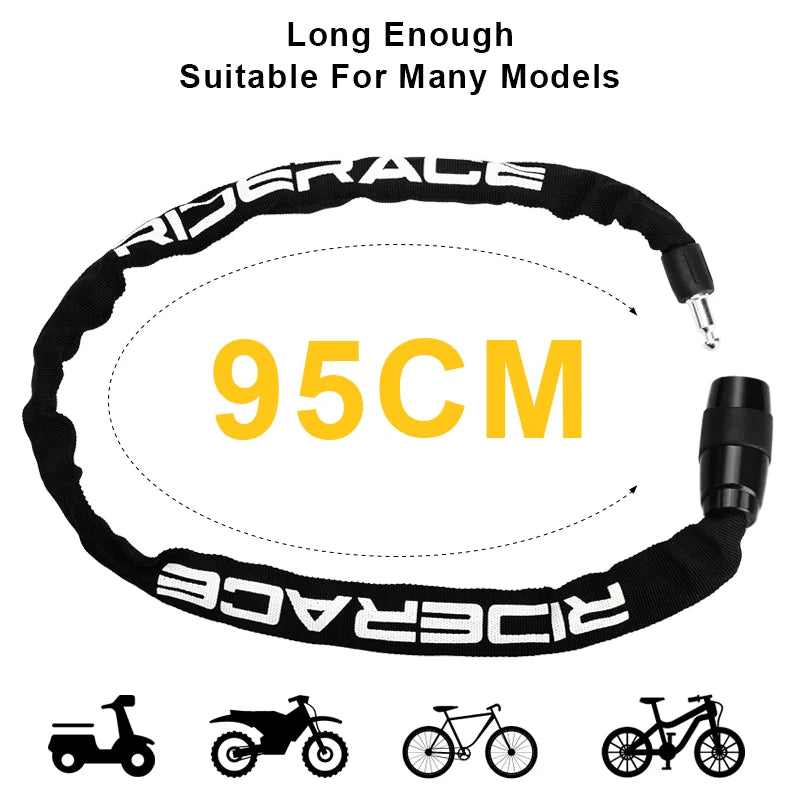 Bicycle Chain Lock USA Metal Anti-Theft Security Reinforced Mountain Road Bike Chain Lock with 2 Keys for Motorcycle & Scooter Padlock