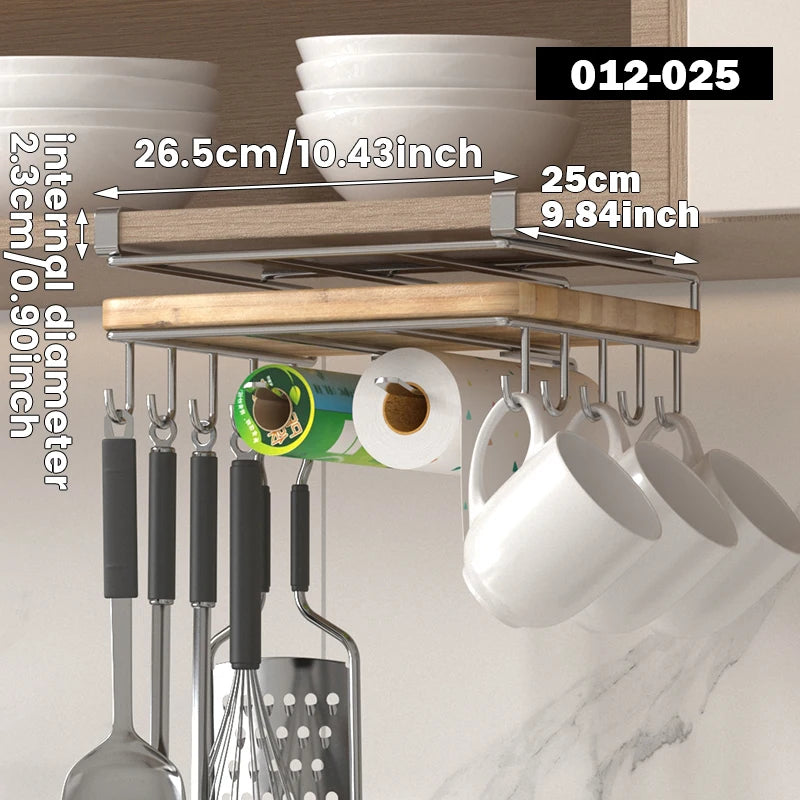 Under-Cabinet Cutting Board Organizer USA Stainless Steel Hanging Chopping Board & Pot Lid Storage Rack Kitchenware Holder