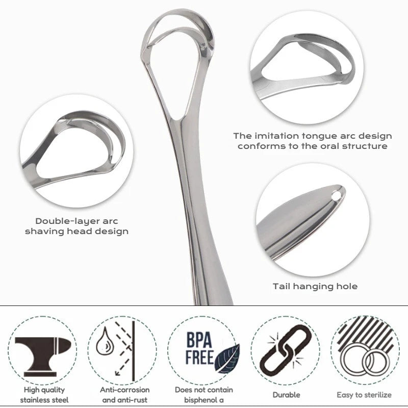 1/2/4 Pcs Reusable Stainless Steel Tongue Scraper Canada Cleaner Fresh Breath Oral Hygiene Care Tool