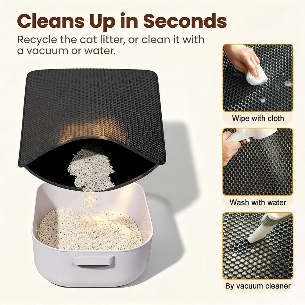 USA Cat Litter Mat Double Layer Pet Non Slip Big Pet Litter Box Filter MatWear Resistant Waterproof Anti-slip Cat Litter Mat
