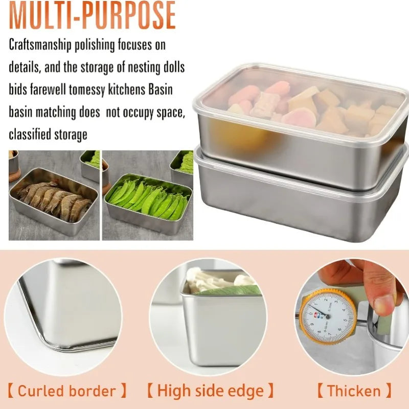 5PCS Stainless Steel Food Containers Set USA Leakproof Stackable Reusable Lunch Bento Boxes for Camping, Picnics, School & Kitchen Storage