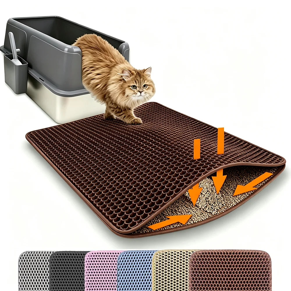 USA Cat Litter Mat Double Layer Pet Non Slip Big Pet Litter Box Filter MatWear Resistant Waterproof Anti-slip Cat Litter Mat