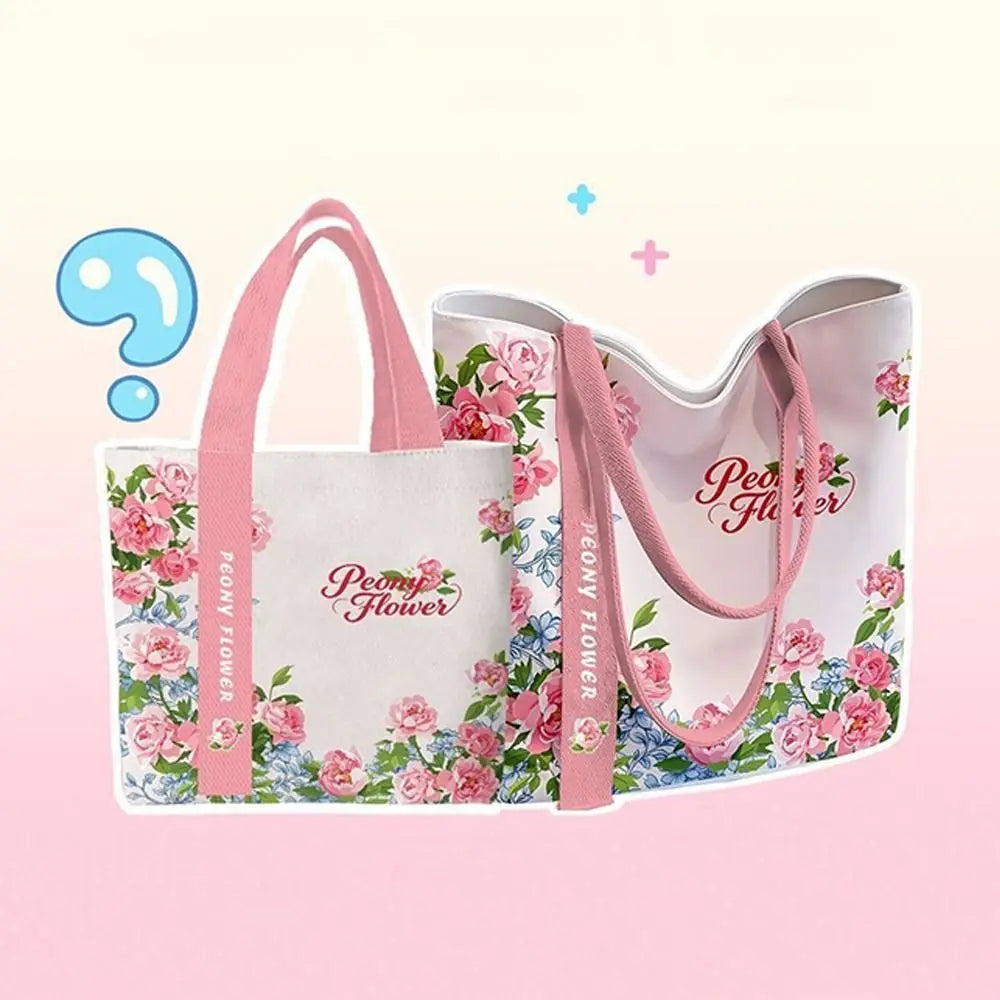 Portable Floral Canvas Tote Bag USA Reusable Lightweight Large-Capacity Shopping & Commute Handbag for Work