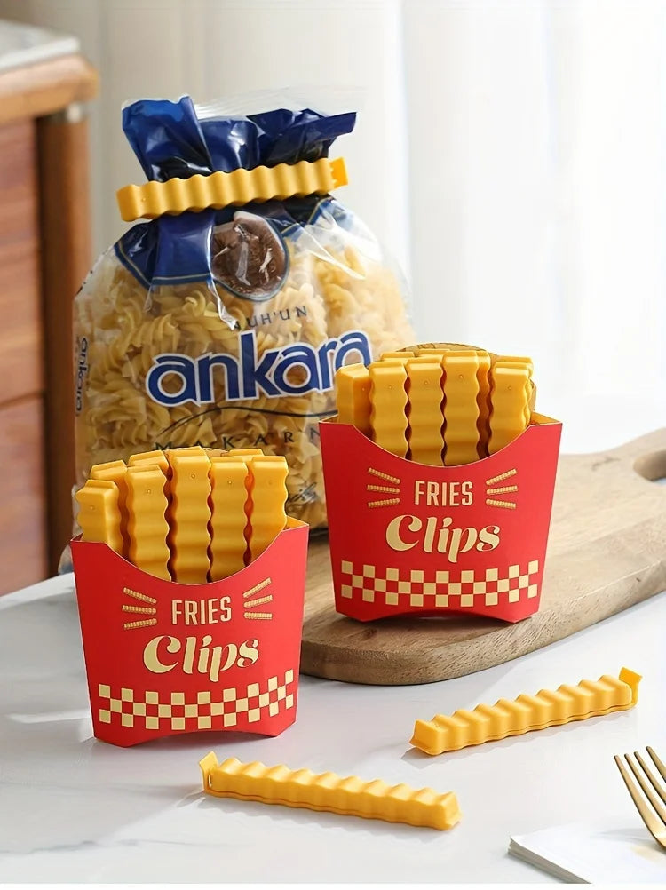 12PCS French Fry Shaped USA Sealing Clip - For Snack Sealing, Food Clips, Plastic Bag Seasoning Sealing Strips