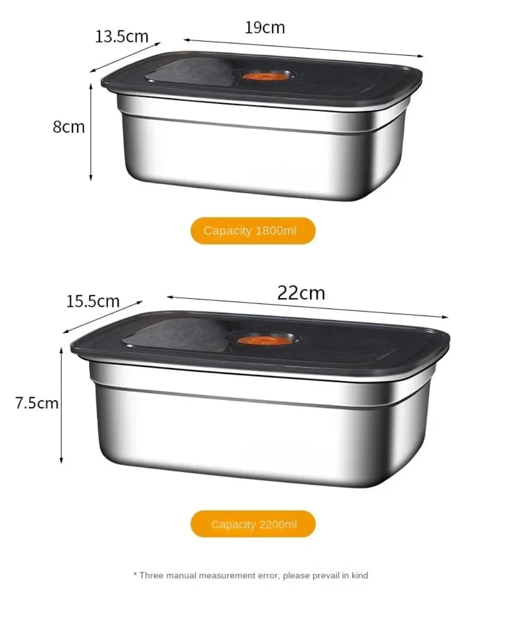Stainless Steel Camping USA Lunch Box Sealed Microwave Suitable Bento Box Leak-proof Large Capacity Refrigerator Freezer Storage Box