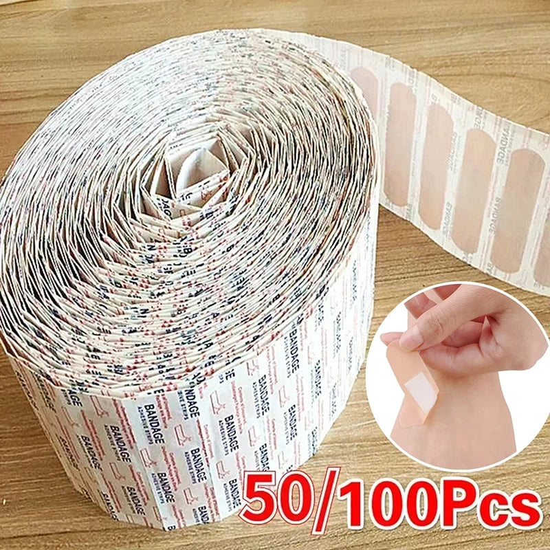 50/100PCS Waterproof Breathable Adhesive Plasters Canada Wound Dressing Hemostasis Stickers First Aid Medical Gauze Bandages Band-Aids