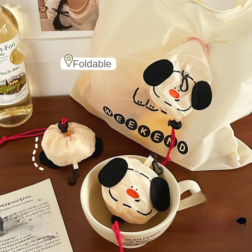 Cartoon Dog USA Shopping Bag Foldable Portable Large Capacity Eco-friendly Bag Durable for Grocery Shopping Handheld