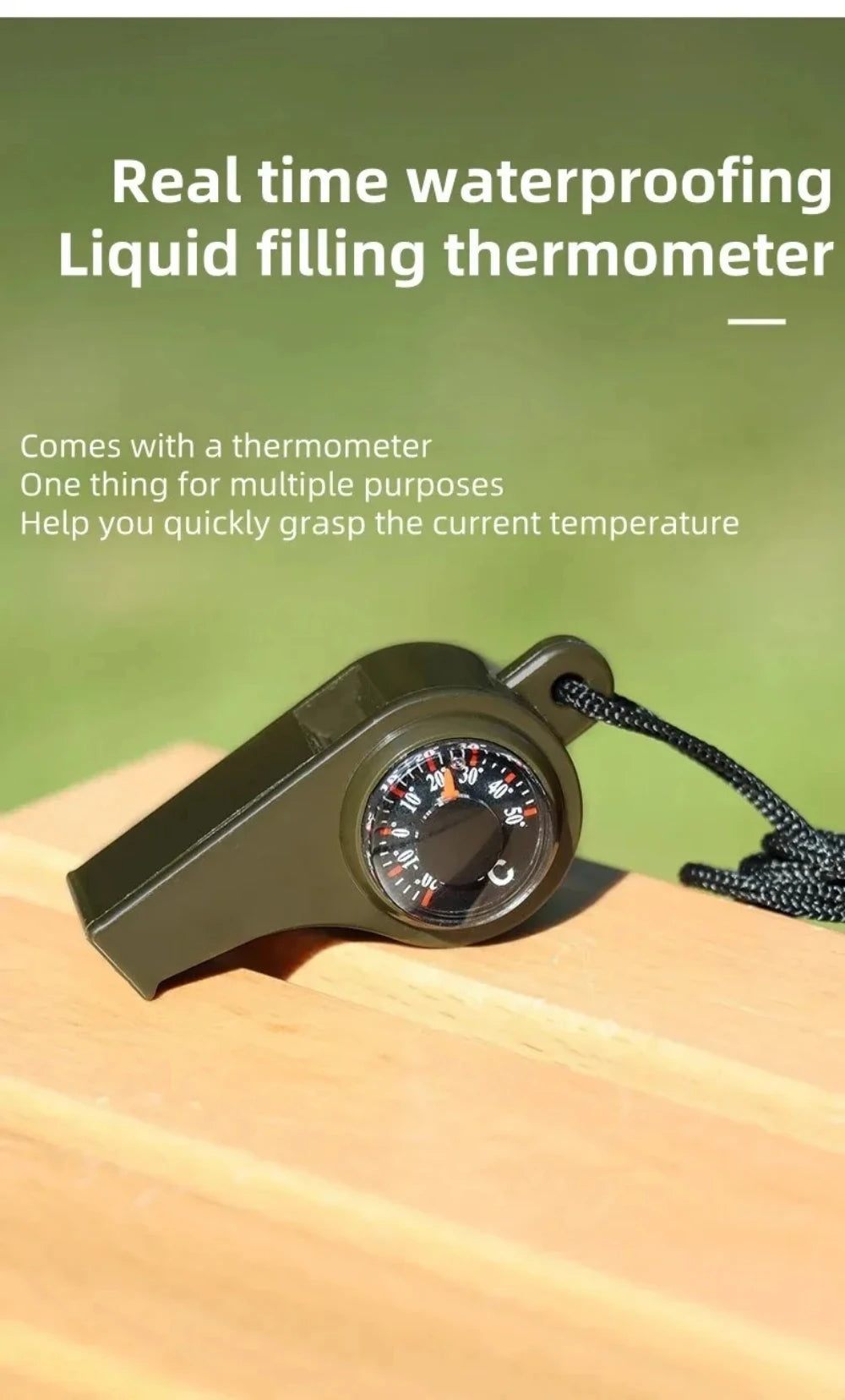 3in1 USA Outdoor Emergency Whistle with Compass, Thermometer, Outdoor Whistle, Convenient to Carry Suitable for Camping and Hiking