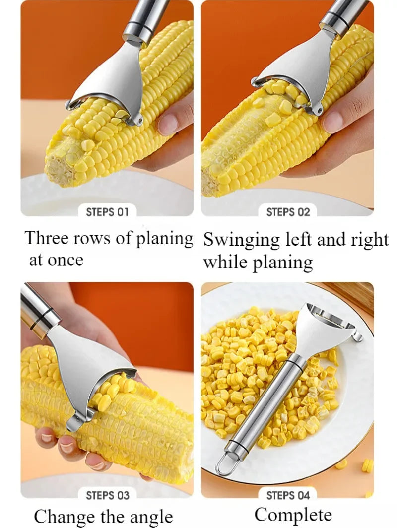 USA Corn Stripper Stainless Steel Manual Corn Planer Cob Stripper Reusable Corn Peeler Thresher Kitchen Fruit Vegetable Gadget Tool