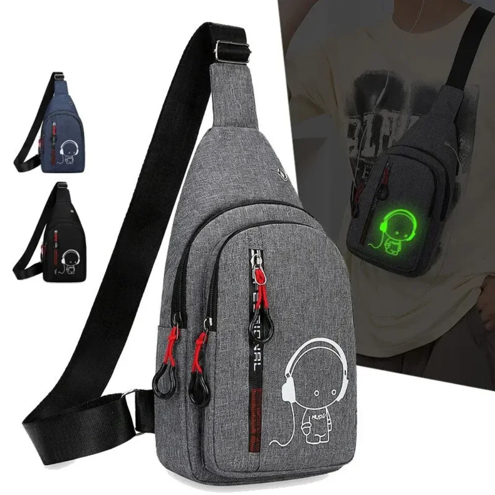 New Casual Fashion Chest Bag USA Men’s Shoulder Crossbody Bag Korean Cycling Backpack Trendy Portable Hand Bag for Men