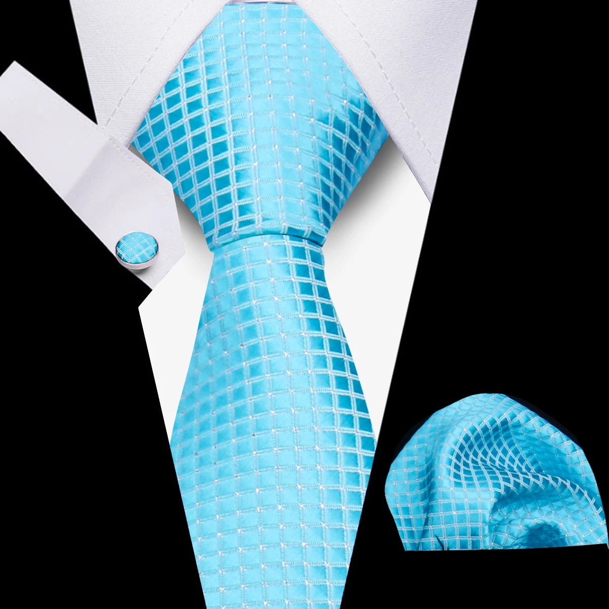 Men’s Business Necktie Set Canada Classic Plaid Cufflinks Handkerchief for Suit Wedding High-Quality 3PCS Tie Set Formal Gravata