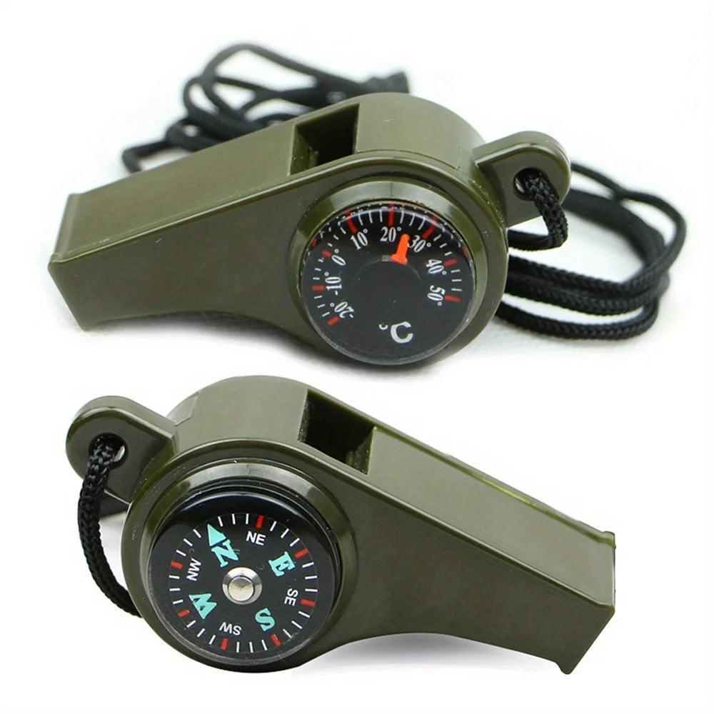 3 in 1 USA Outdoor Emergency Whistle with Compass, Thermometer, Outdoor Whistle, Convenient to Carry Suitable for Camping and Hiking
