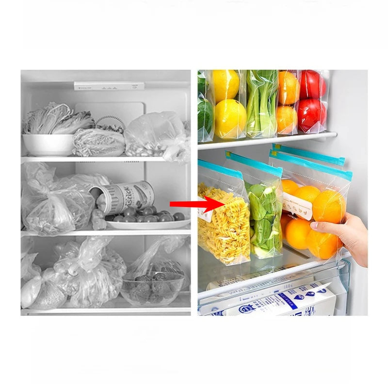 Zip Lock Food Storage Bags Canada Thick Reusable Freezer Bags for Fridge Microwave Safe Organizing, 3 Sizes