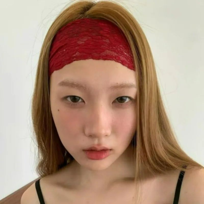 USA Sweet Wide Lace Hair Band Girls Hollow Lace Elastic Headwrap Hair Accessories Women Fashion Hollow Wide Headwear Hair Hoop