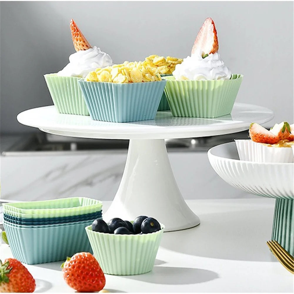 12PCS Silicone Cake Mold Set USA Round Muffin & Cupcake Baking Molds for Kitchen Cooking, DIY Cake Decorating & Bakeware Tools