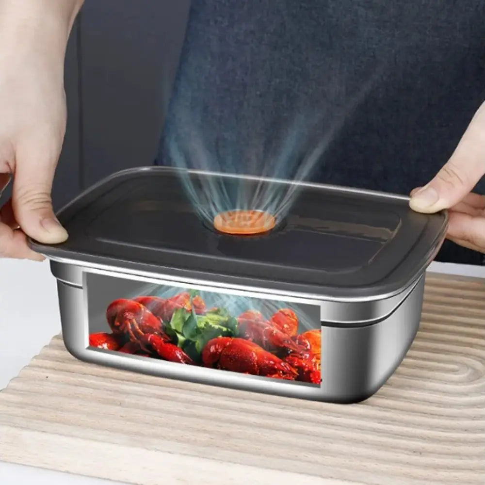 Stainless Steel Camping USA Lunch Box Sealed Microwave Suitable Bento Box Leak-proof Large Capacity Refrigerator Freezer Storage Box